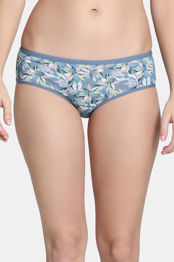 Buy Zivame Floral Fusion Low Rise Full Coverage Hipster Panty - Blue Mirage